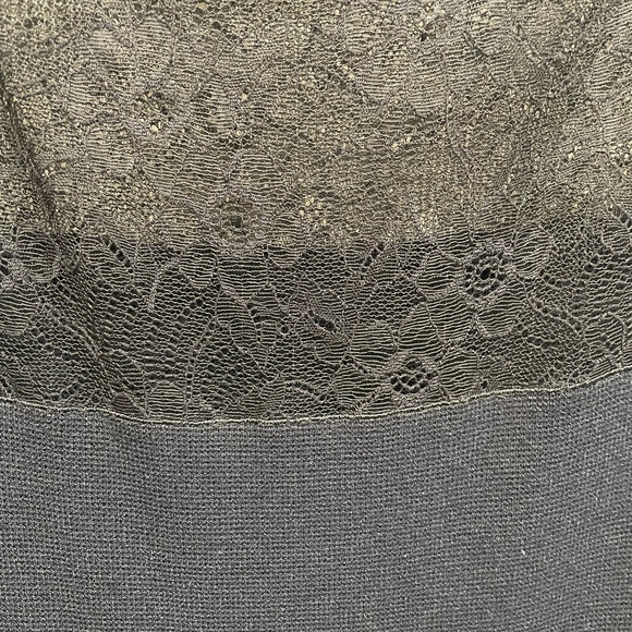 ESCADA navy blue midi dress lace details illusion neckline Size Large - Picture 2 of 10